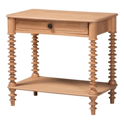 Baxton Studio Neviah 1-Drawer Nightstand, Beech Brown Baxton Studio restaurant furniture, hotel furniture, commercial furniture, wholesale bedroom furniture, wholesale night stand, classic night stand